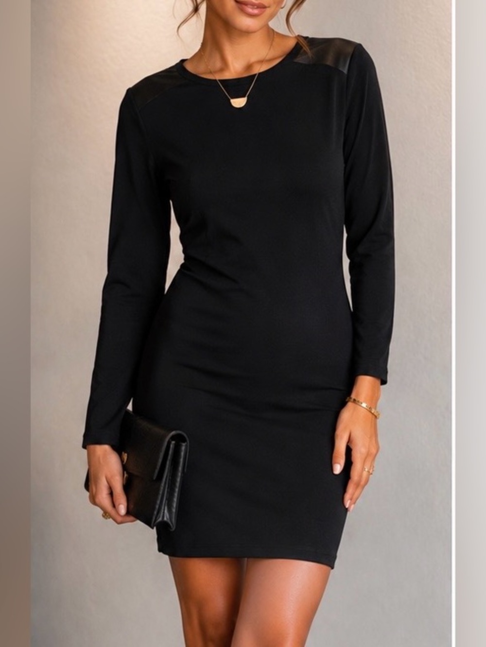 Michael Kors Black Long-Sleeve Mini Bodycon Dress